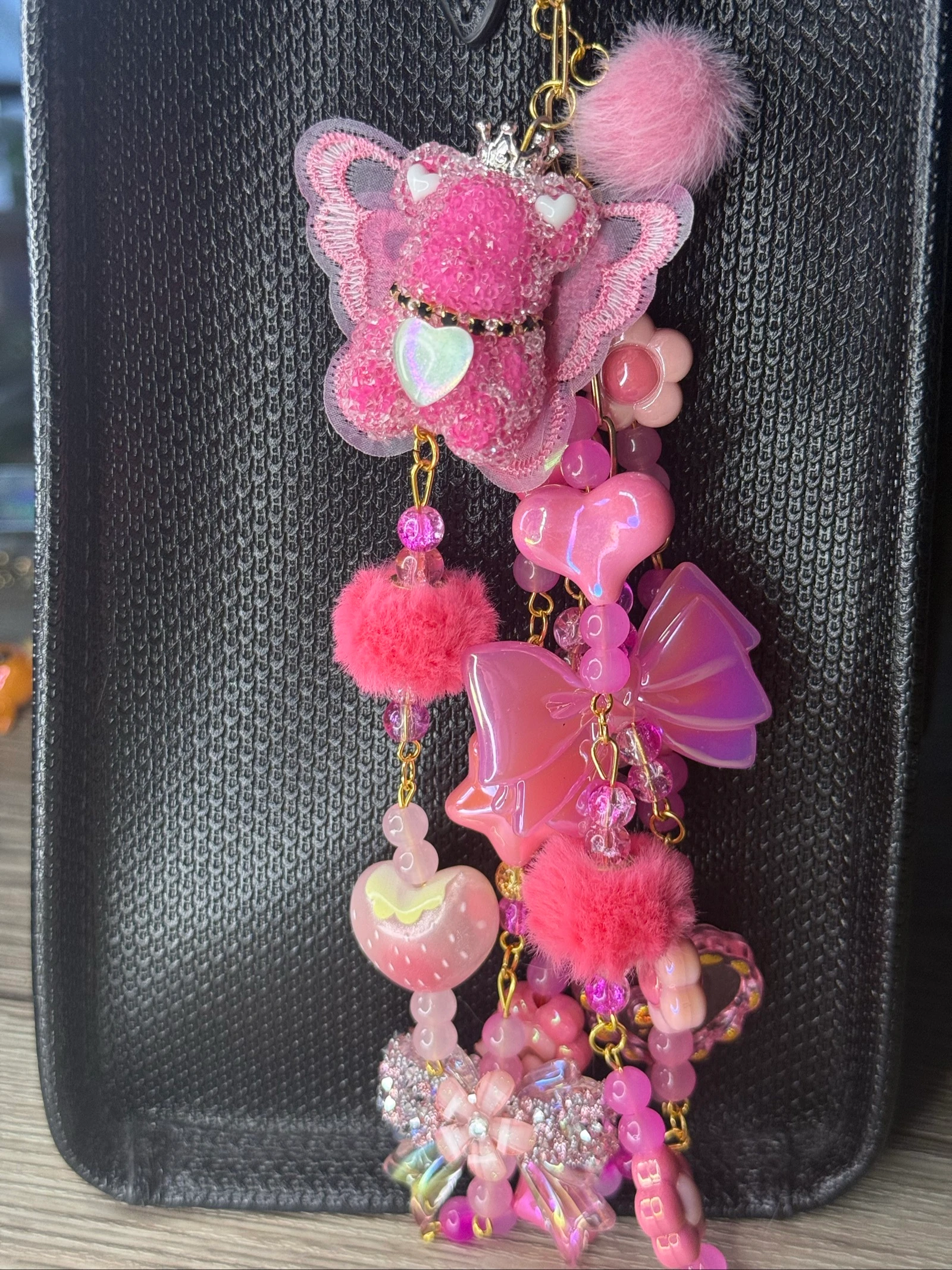 Bijou sac rose kawaii fait main 